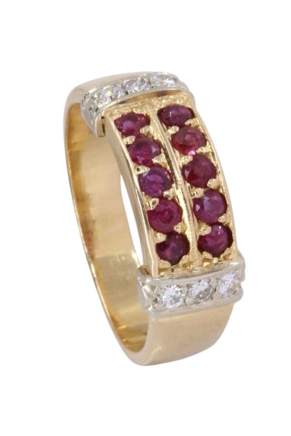 BAGUE 2 ORS RUBIS ET DIAMANTS — vue 5
