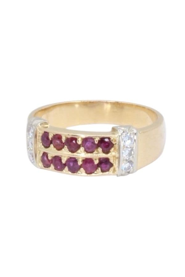 BAGUE 2 ORS RUBIS ET DIAMANTS — vue 6