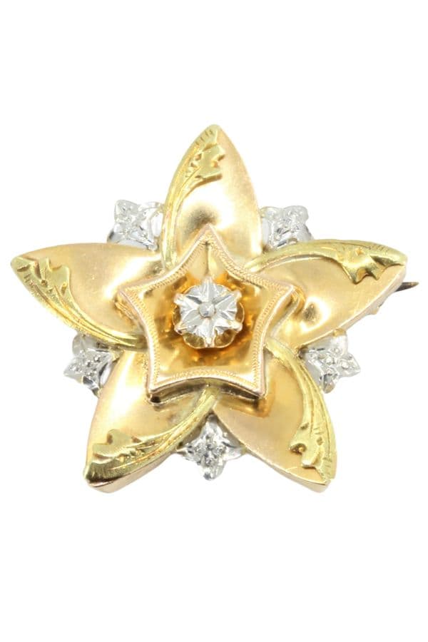 BROCHE ANCIENNE ÉTOILE 3 ORS — vue 1
