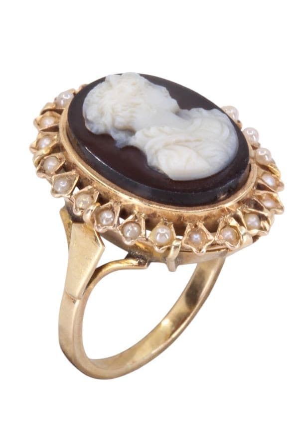 BAGUE CAMÉE ET PERLES FINES — vue 3