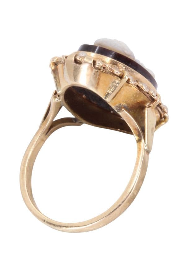 BAGUE CAMÉE ET PERLES FINES — vue 4