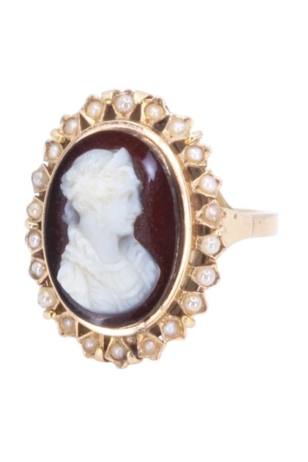 BAGUE CAMÉE ET PERLES FINES — vue 5