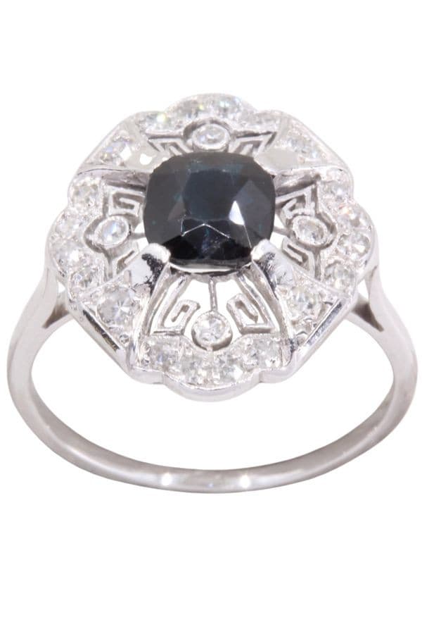 BAGUE ART DECO SAPHIR — vue 1