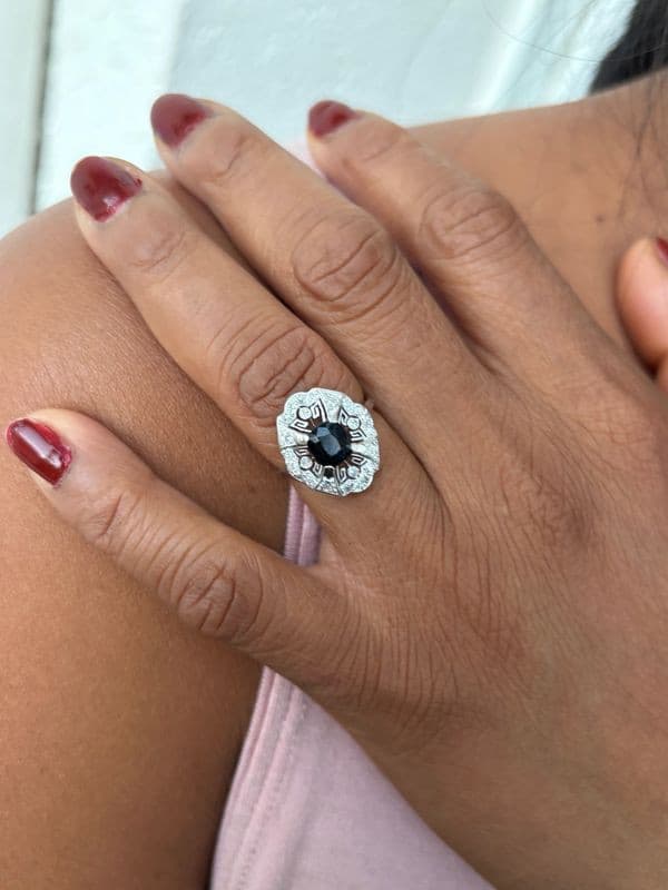 BAGUE ART DECO SAPHIR — vue 2