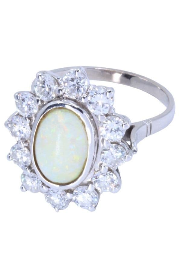 BAGUE OPALE ET DIAMANTS — vue 3