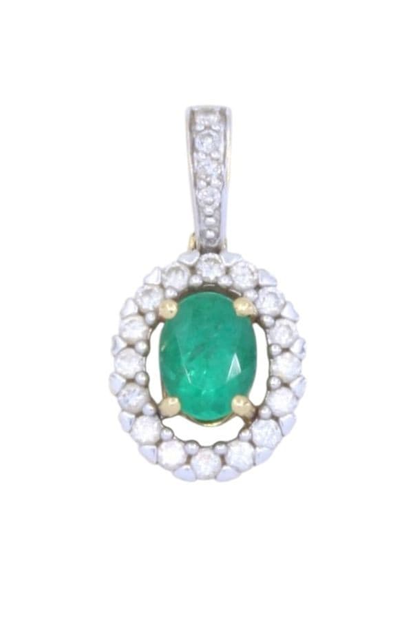 PENDENTIF MARGUERITE ÉMERAUDE ET DIAMANTS — vue 1