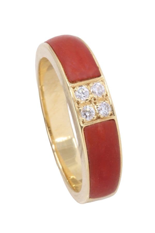 BAGUE CORAIL ET DIAMANTS — vue 5