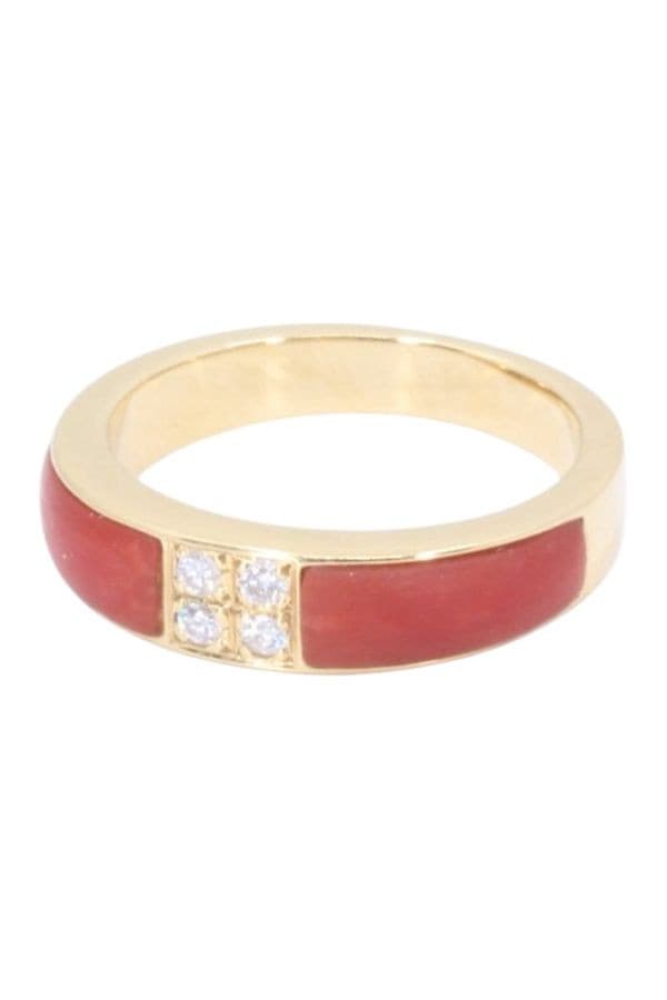 BAGUE CORAIL ET DIAMANTS — vue 6