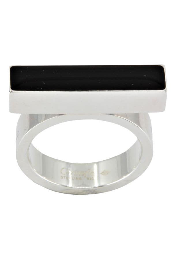 BAGUE ARGENT ET ONYX CHRISTOFLE