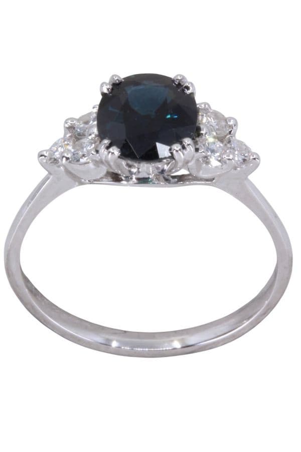 BAGUE MODERNE SAPHIR ET DIAMANTS — vue 1