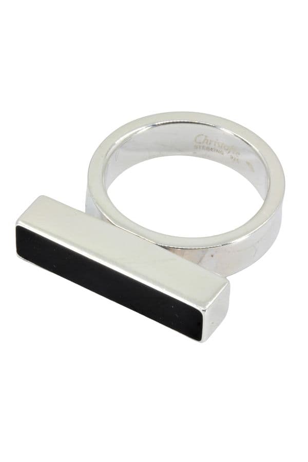 BAGUE ARGENT ET ONYX CHRISTOFLE — vue 3