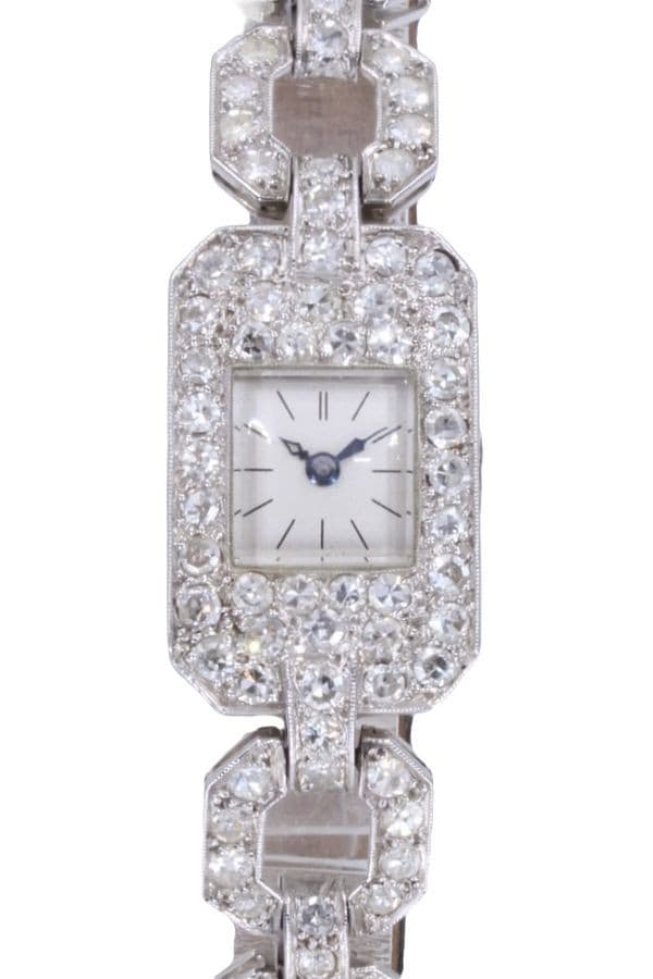 MONTRE ART-DÉCO PLATINE ET DIAMANTS