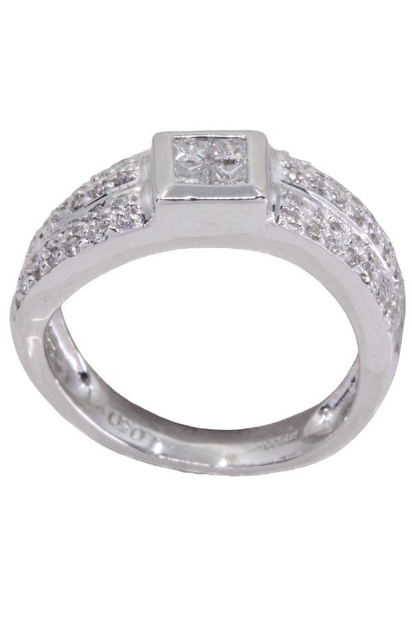 BAGUE PLATINE ET DIAMANTS — vue 1