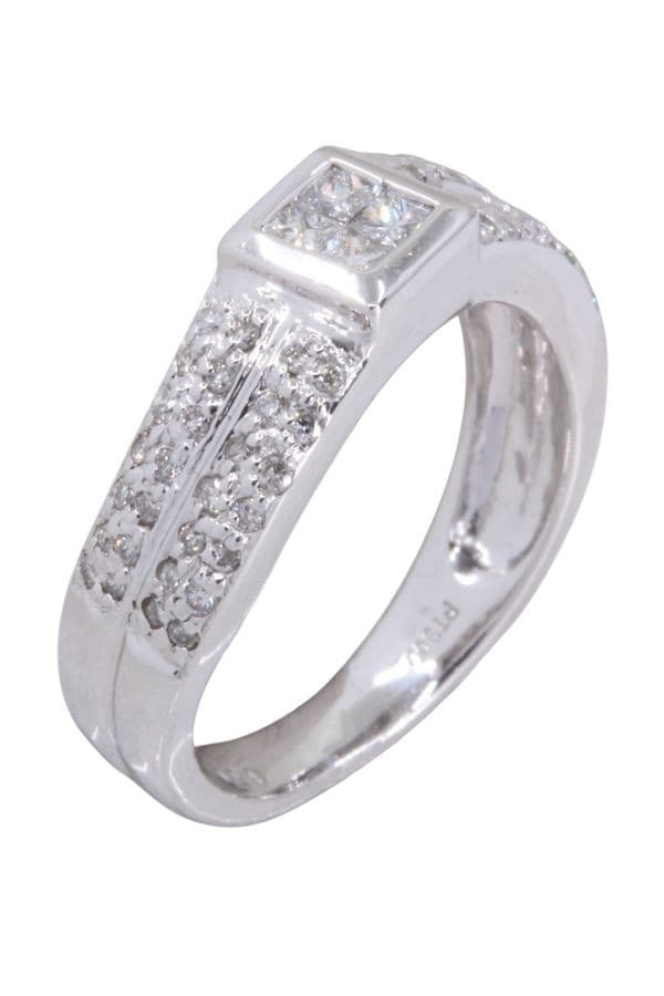BAGUE PLATINE ET DIAMANTS — vue 3