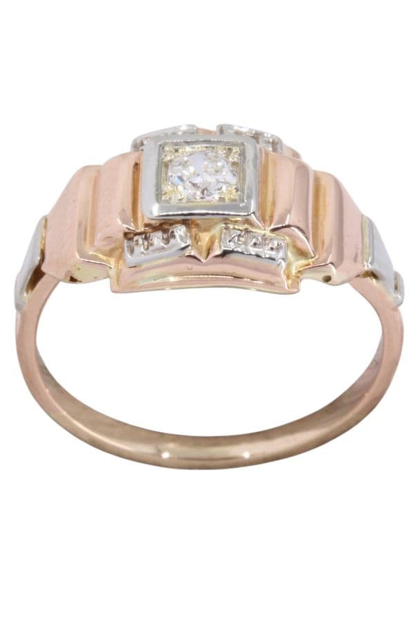 BAGUE ART-DÉCO DIAMANT 2 ORS — vue 1