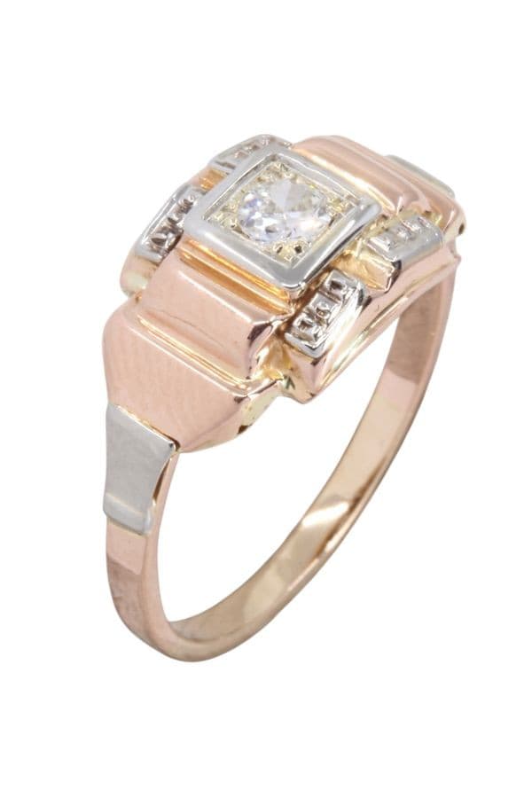 BAGUE ART-DÉCO DIAMANT 2 ORS — vue 3