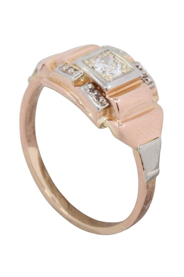 BAGUE ART-DÉCO DIAMANT 2 ORS — vue 4