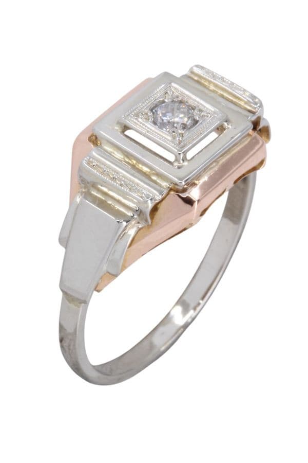 BAGUE ART-DÉCO 2 ORS DIAMANT — vue 3