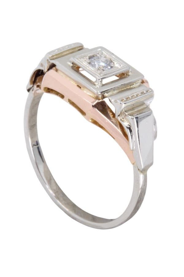 BAGUE ART-DÉCO 2 ORS DIAMANT — vue 4