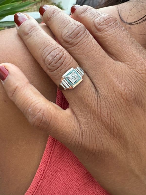 BAGUE ART-DÉCO 2 ORS DIAMANT — vue 2