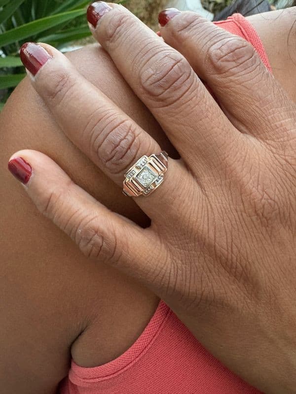 BAGUE ART-DÉCO DIAMANT 2 ORS — vue 2