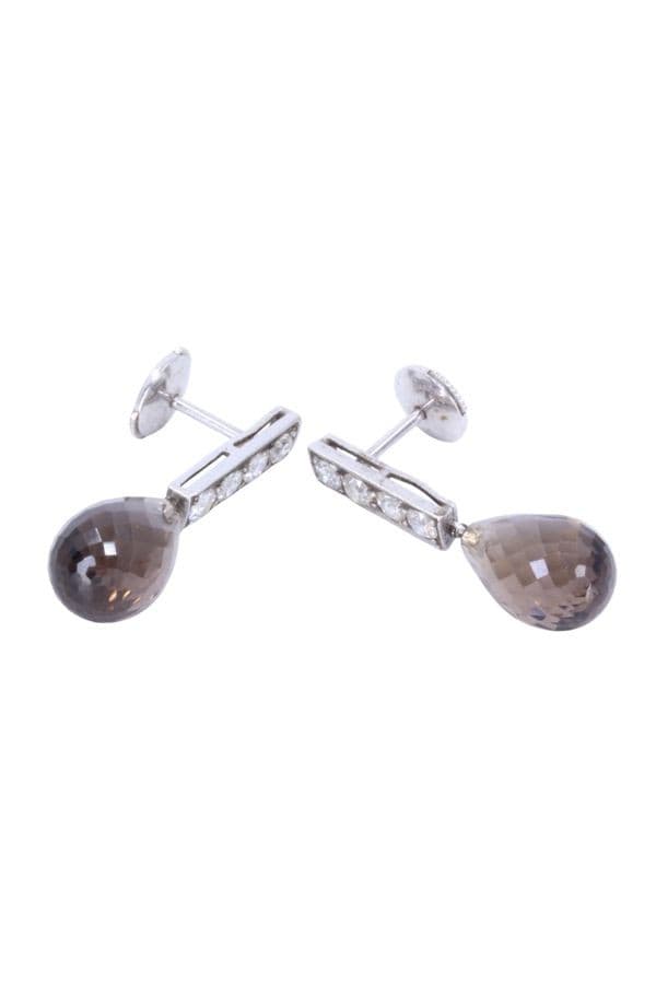 BOUCLES D'OREILLES QUARTZ ET DIAMANTS — vue 3