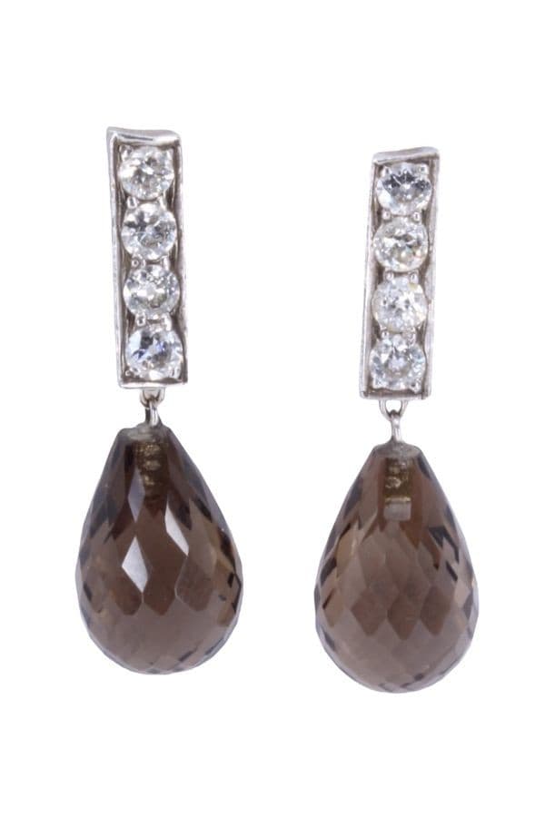BOUCLES D'OREILLES QUARTZ ET DIAMANTS — vue 1