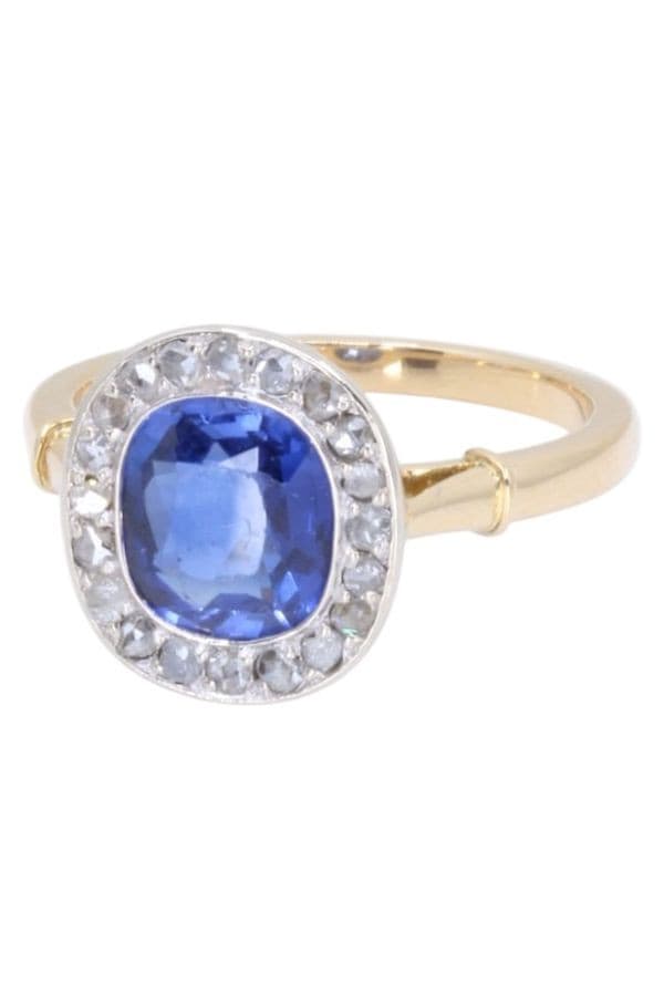 BAGUE POMPADOUR SAPHIR ET DIAMANTS — vue 6