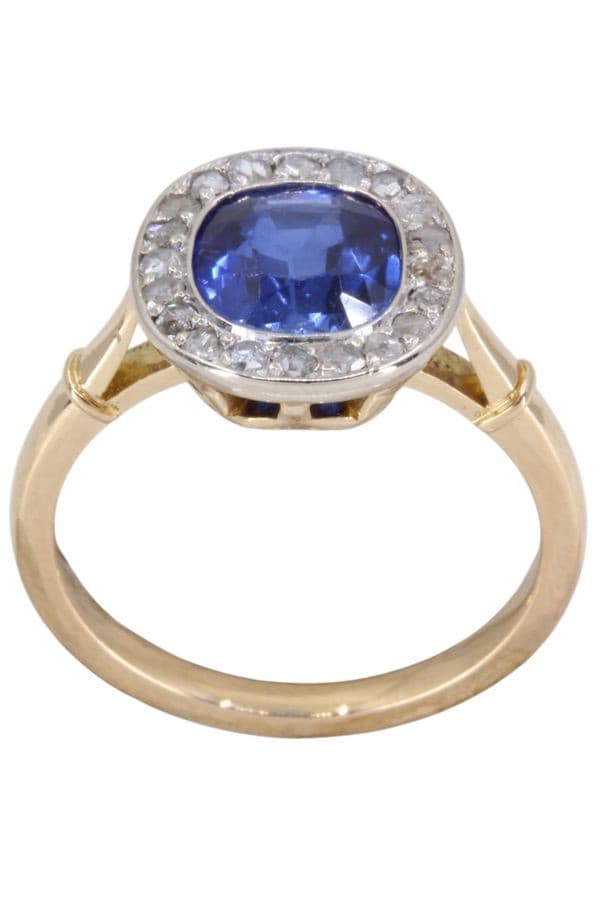 BAGUE POMPADOUR SAPHIR ET DIAMANTS — vue 1
