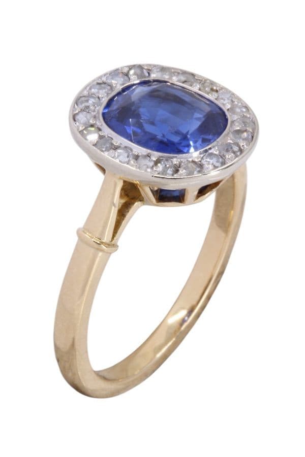 BAGUE POMPADOUR SAPHIR ET DIAMANTS — vue 4