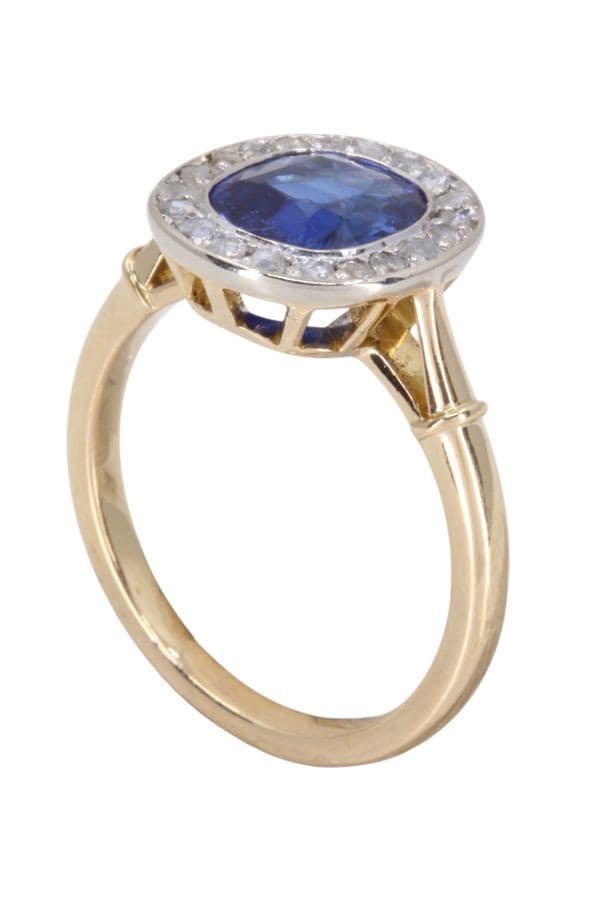 BAGUE POMPADOUR SAPHIR ET DIAMANTS — vue 3