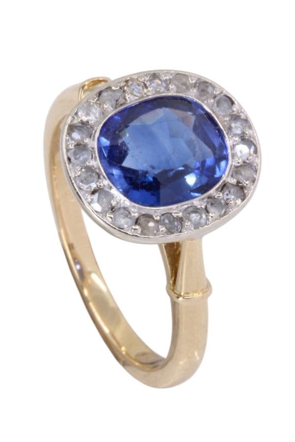 BAGUE POMPADOUR SAPHIR ET DIAMANTS — vue 5