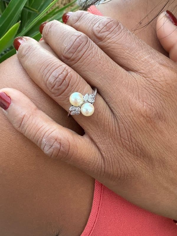 BAGUE PERLES ET DIAMANTS — vue 2