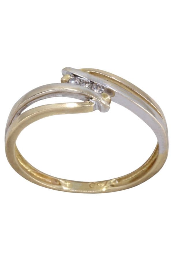 BAGUE MODERNE 2 ORS DIAMANTS — vue 1