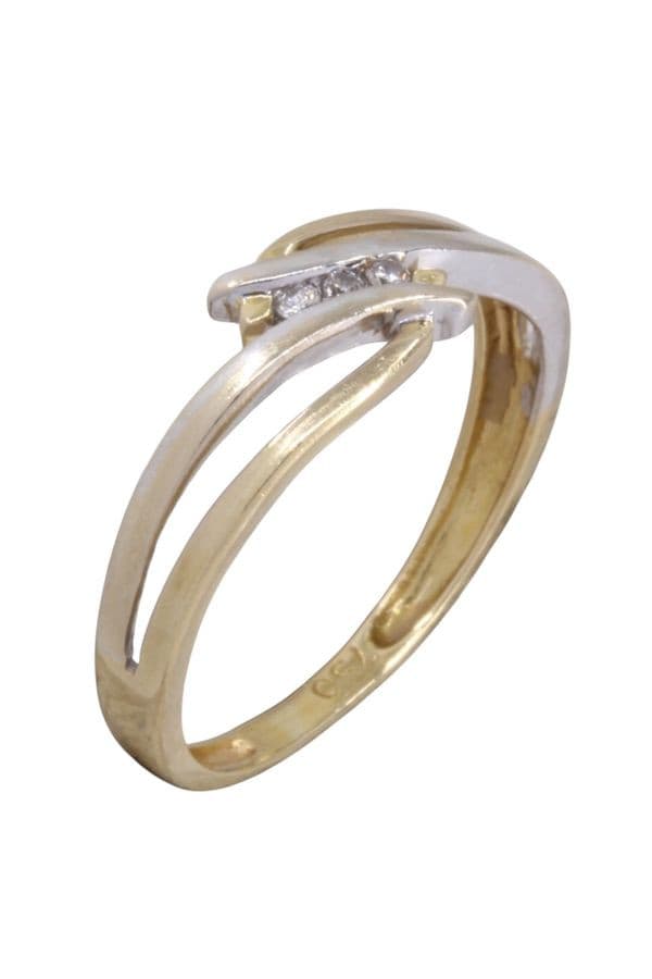 BAGUE MODERNE 2 ORS DIAMANTS — vue 3