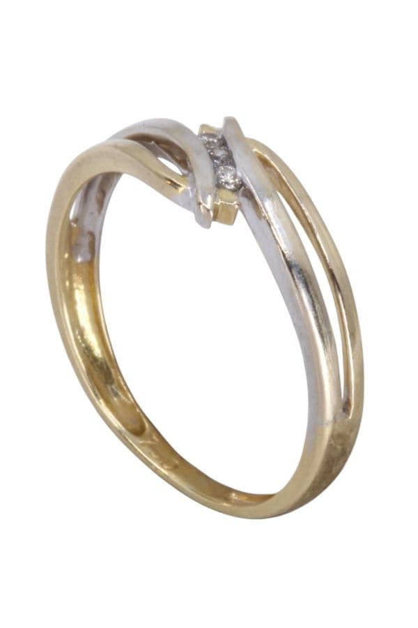 BAGUE MODERNE 2 ORS DIAMANTS — vue 4