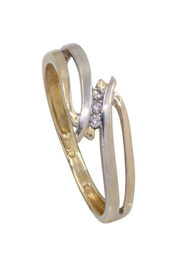 BAGUE MODERNE 2 ORS DIAMANTS — vue 5