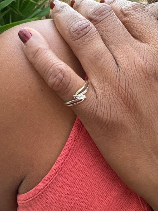 BAGUE MODERNE 2 ORS DIAMANTS — vue 2