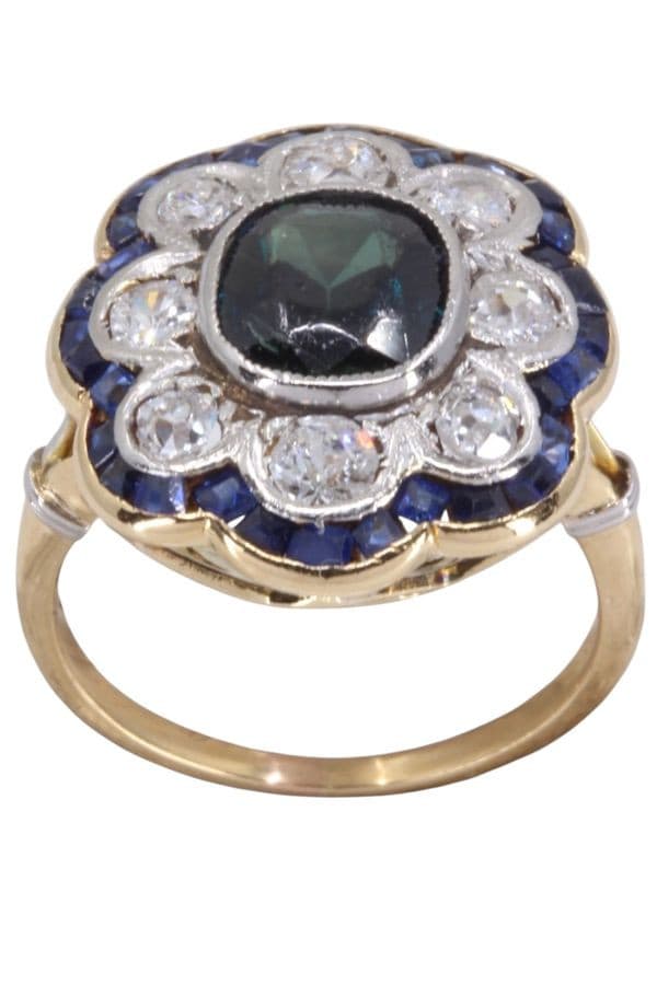 BAGUE MARGUERITE SAPHIRS ET DIAMANTS — vue 1