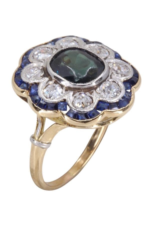 BAGUE MARGUERITE SAPHIRS ET DIAMANTS — vue 3