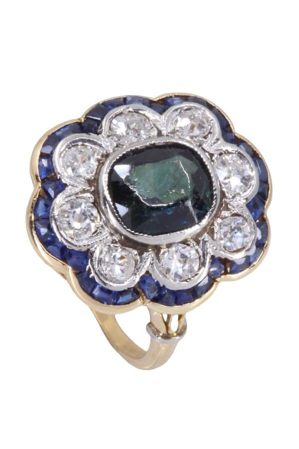 BAGUE MARGUERITE SAPHIRS ET DIAMANTS — vue 4