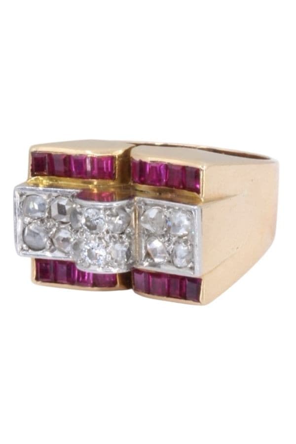 BAGUE TANK RUBIS ET DIAMANTS — vue 6