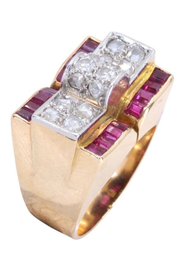 BAGUE TANK RUBIS ET DIAMANTS — vue 3