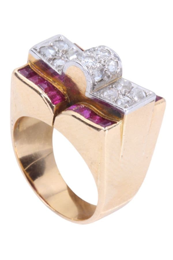 BAGUE TANK RUBIS ET DIAMANTS — vue 4