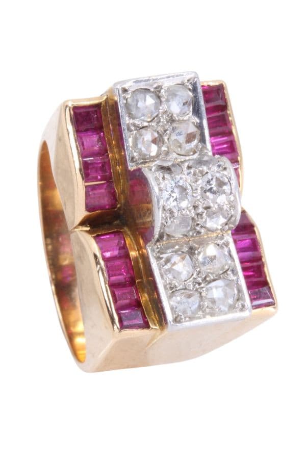 BAGUE TANK RUBIS ET DIAMANTS — vue 5
