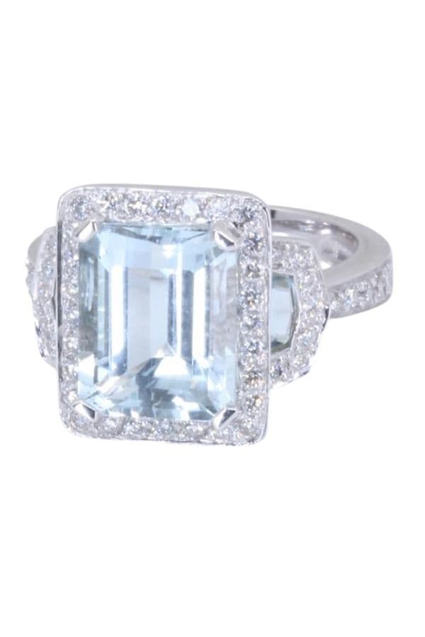 BAGUE AIGUE-MARINE ET DIAMANTS — vue 6