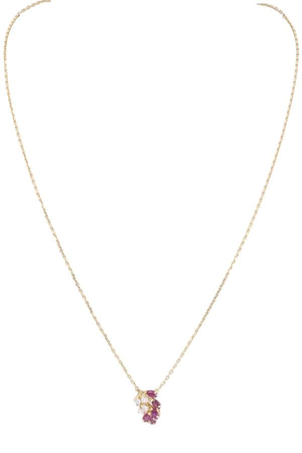 COLLIER CENTRE RUBIS ET DIAMANTS — vue 1