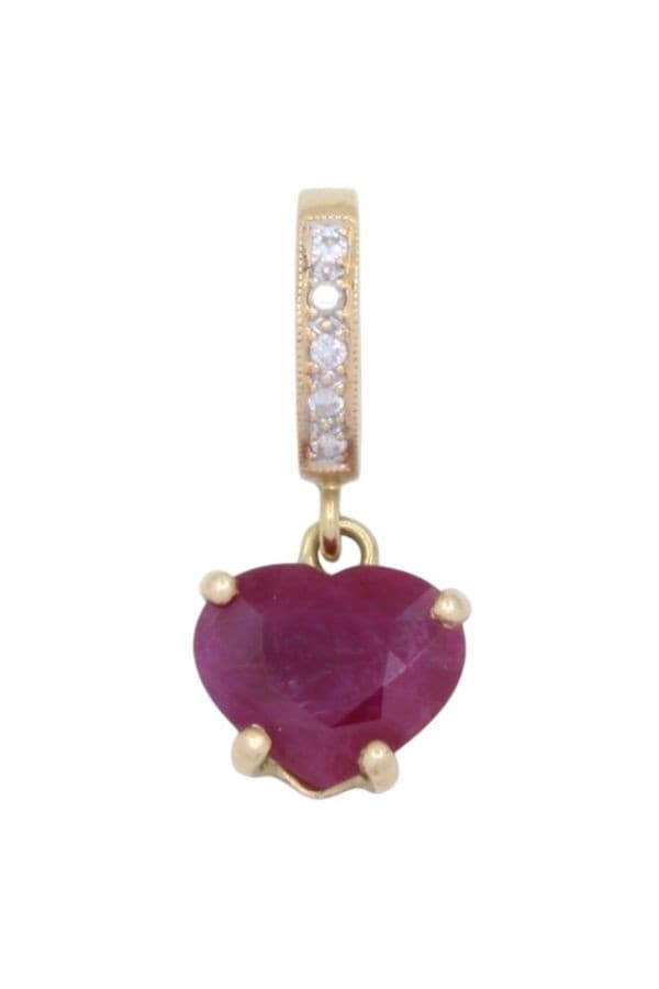 PENDENTIF RUBIS EN COEUR POUR COLLIER DE PERLES — vue 1