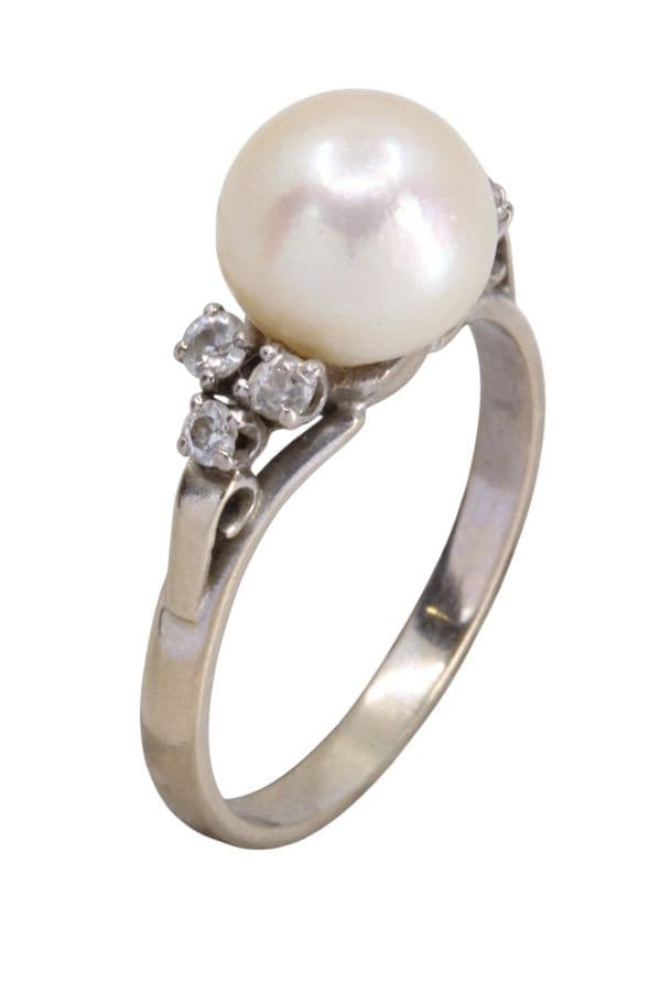 BAGUE PERLE ET DIAMANTS — vue 3
