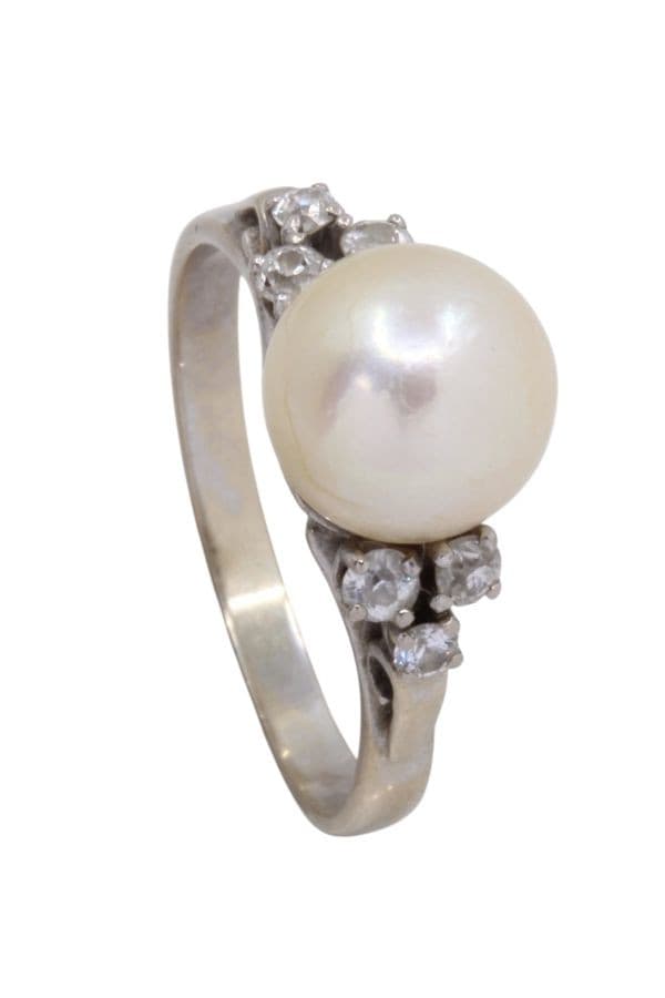BAGUE PERLE ET DIAMANTS — vue 4